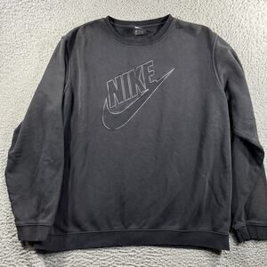 Nike Sportswear Men's 2XL Fleece Crewneck Sweatshirt Black Big Logo BV3075-010